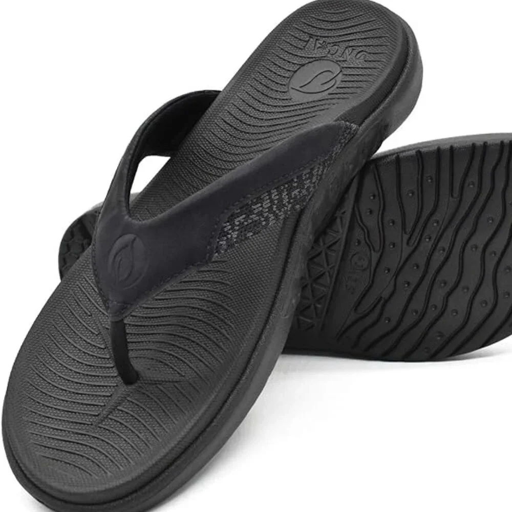 ONCAI Mens Flip Flop Open Toe Athletic Straps Orthotic Sport Sandal Sz 13 Black